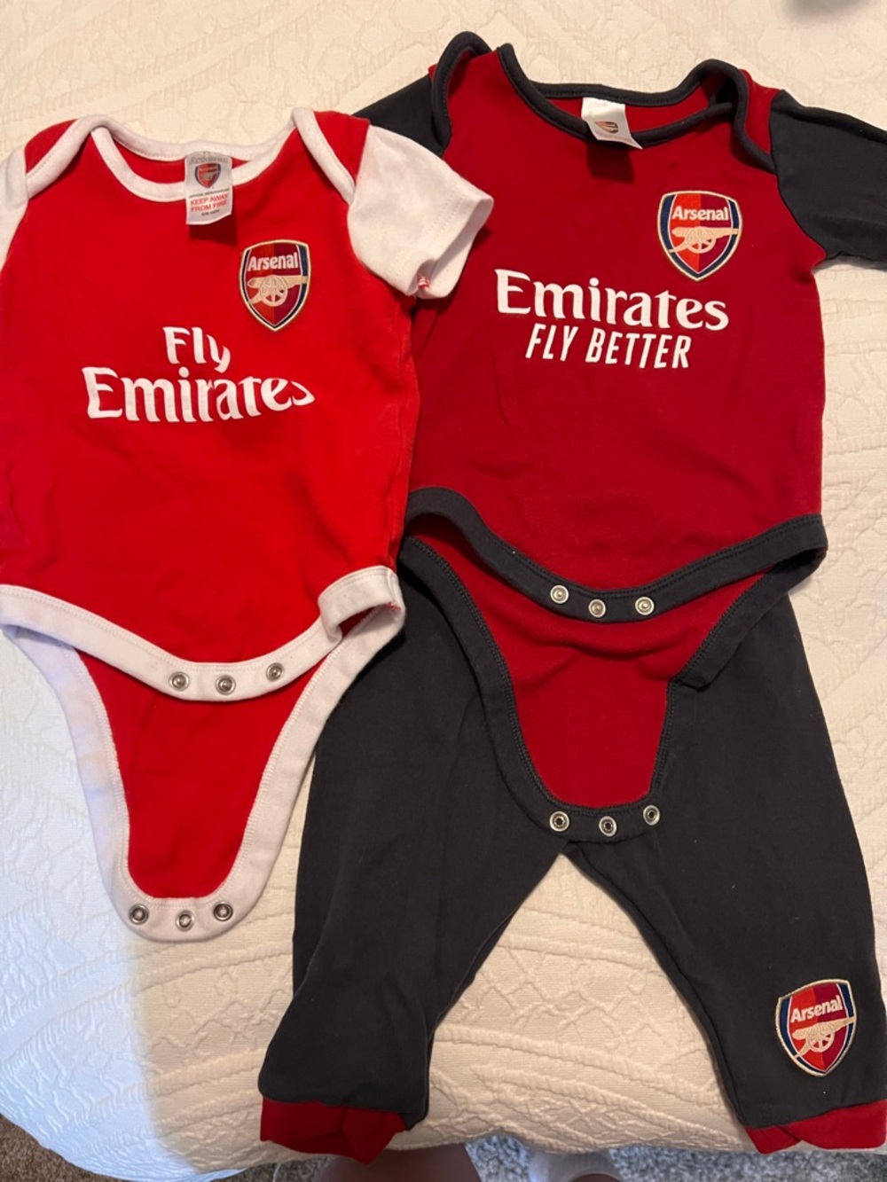 Arsenal Baby Bundle Red Bodysuit & Long Sleeved Bodysuit with Pants